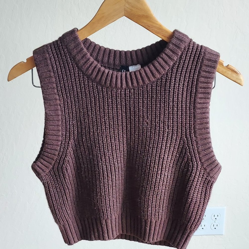 Dark Brown Crochet Vest